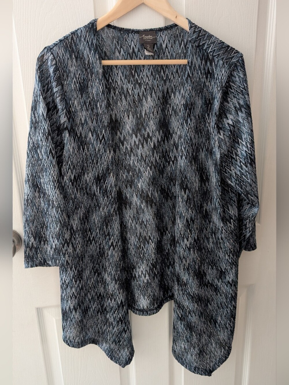 Chicos Zigzag Open-Front Cardigan